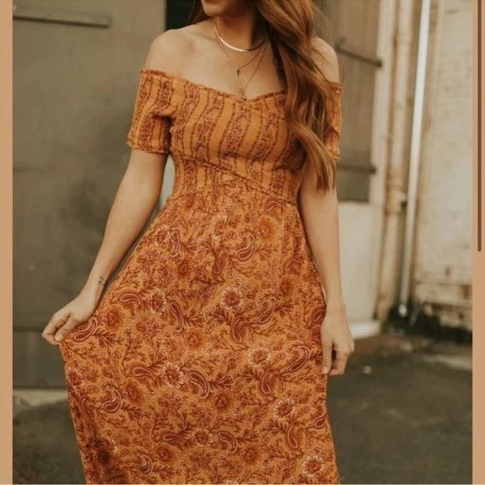 Patrons of Peace Orange Paisley Maxi Dress